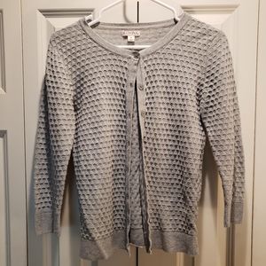 Merona Grey 3/4 Sleeve Scallop Cardigan - M